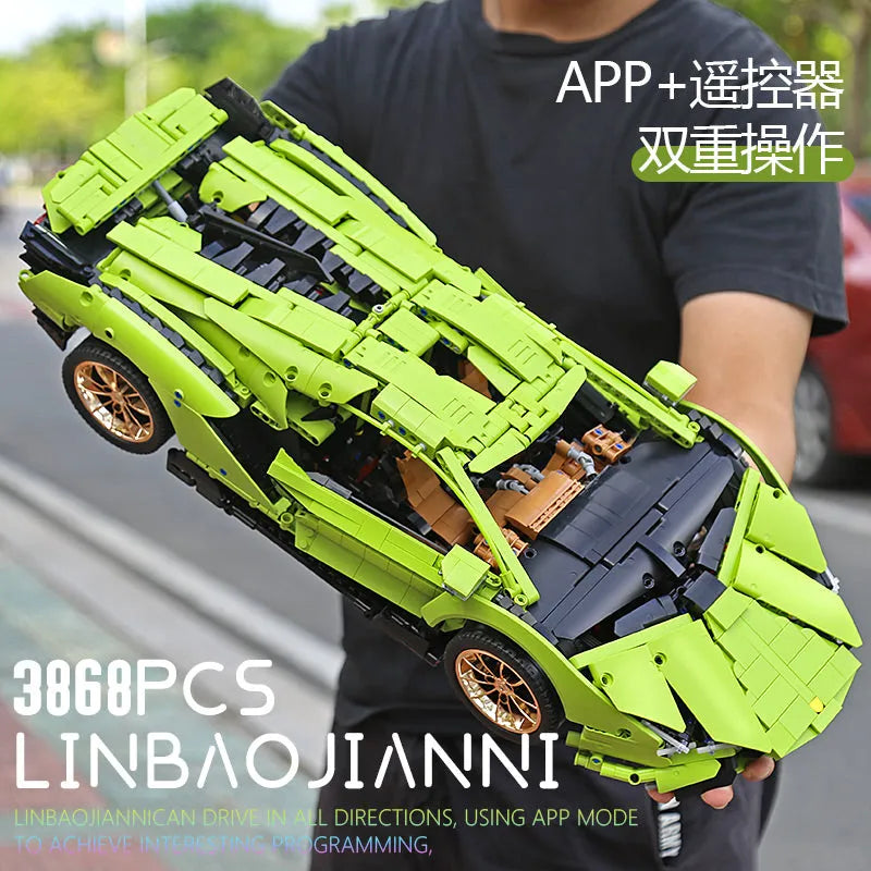 Building Blocks MOC APP RC Lamborghini Hyper Racing Car Bricks Toys 13057 - 3