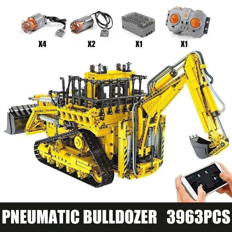 Building Blocks MOC APP RC Pneumatic Bulldozer Bricks Kids Toys 17023 Construction Set Toys - 1