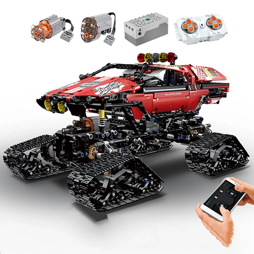 Building Blocks MOC APP RC Polar Explorer Tracked Vehicle Bricks Toys - 1