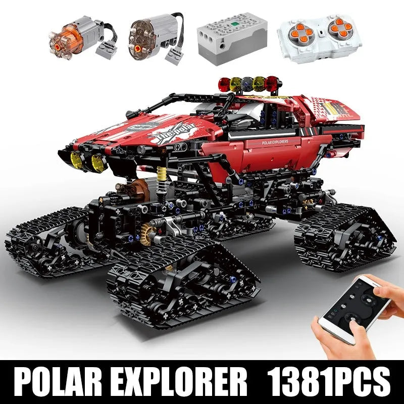 Building Blocks MOC APP RC Polar Explorer Tracked Vehicle Bricks Toys - 9