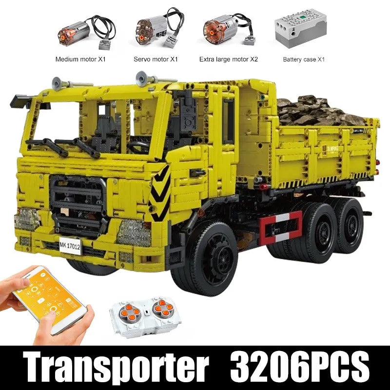 Building Blocks MOC APP RC Tech Three Way Dump Truck Bricks Toys 17012 - 1