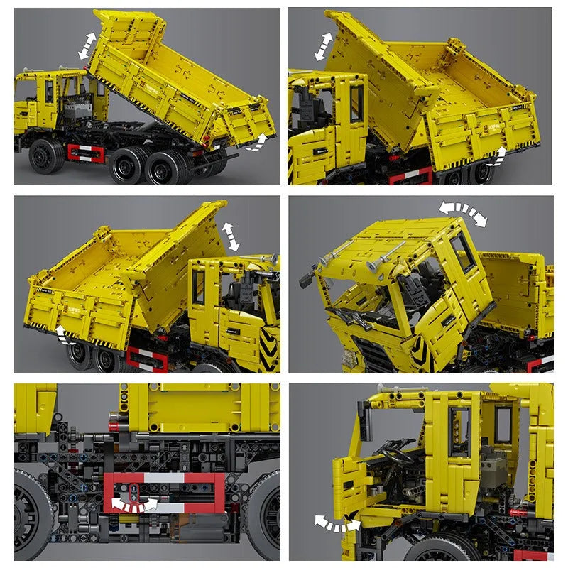 Building Blocks MOC APP RC Tech Three Way Dump Truck Bricks Toys 17012 - 9