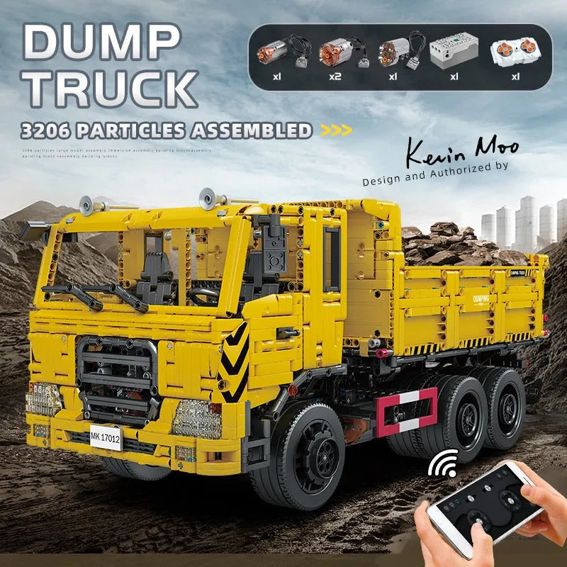 Building Blocks MOC APP RC Tech Three Way Dump Truck Bricks Toys 17012 - 2