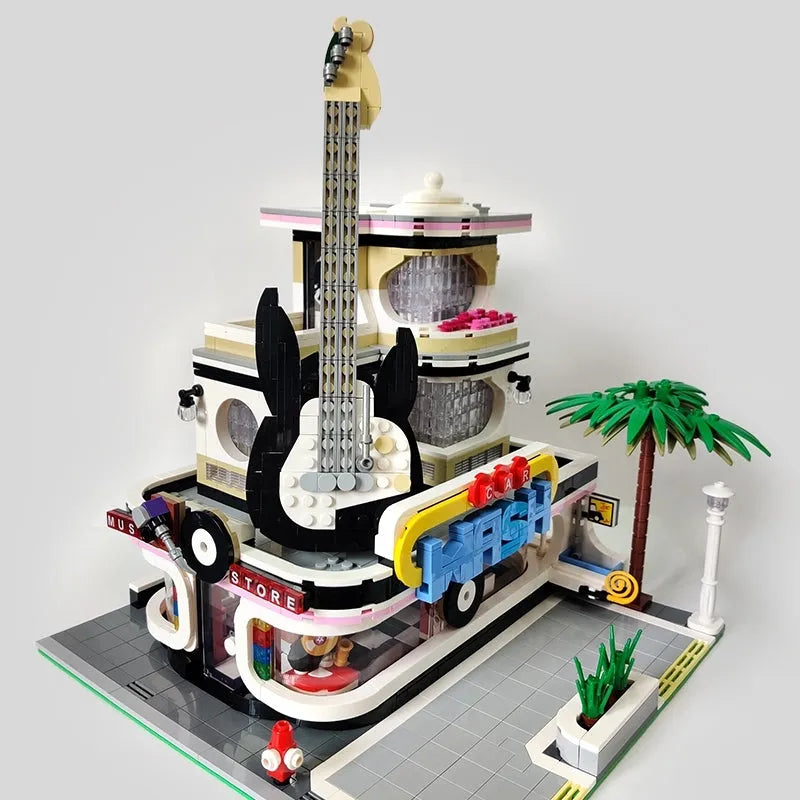 Building Blocks MOC City Creator Expert Guitar Car Wash Shop Bricks Toy Construction Set Toys - 17