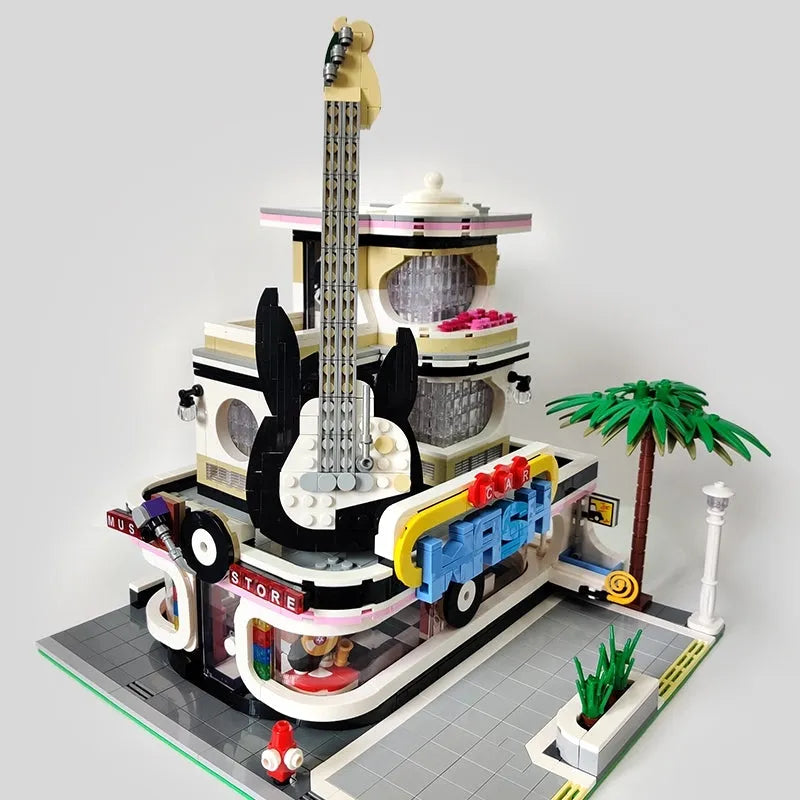 Building Blocks MOC City Creator Expert Guitar Car Wash Shop Bricks Toy - 17