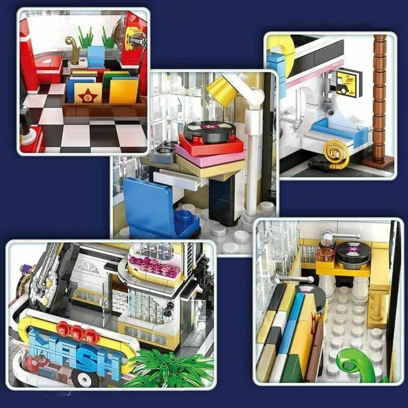 Building Blocks MOC City Creator Expert Guitar Car Wash Shop Bricks Toy Construction Set Toys - 5