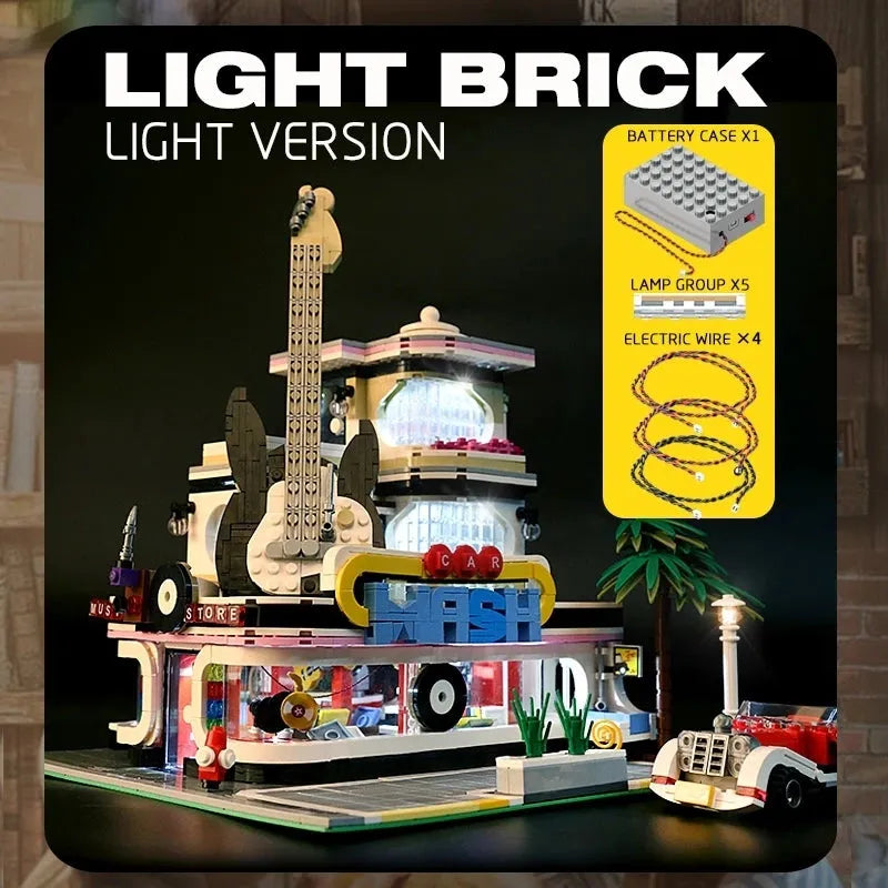 Building Blocks MOC City Creator Expert Guitar Car Wash Shop Bricks Toy - 6