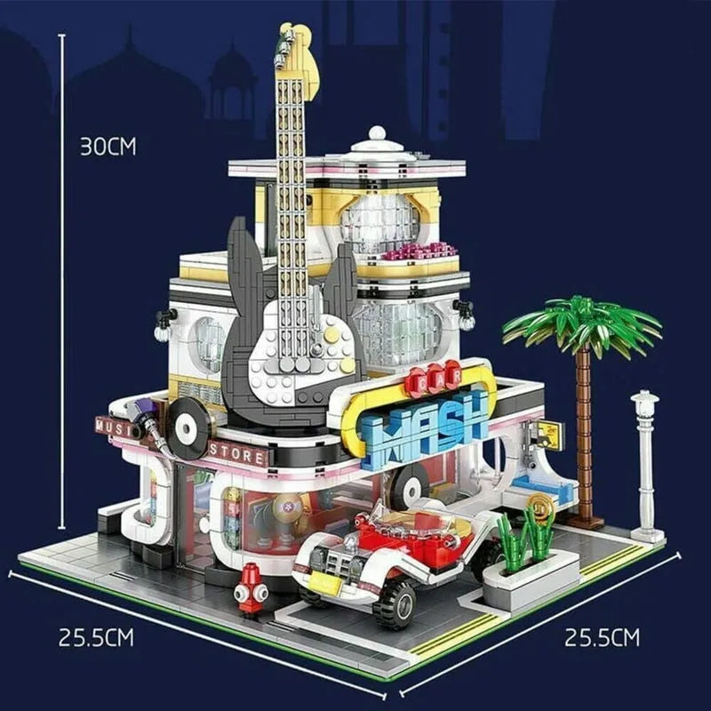 Building Blocks MOC City Creator Expert Guitar Car Wash Shop Bricks Toy Construction Set Toys - 3