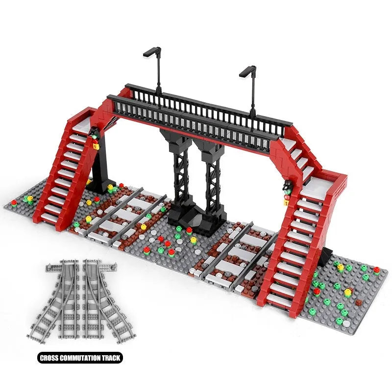 Building Blocks MOC City Railroad Crossing Train Railway Bricks Toy 12008 - 8