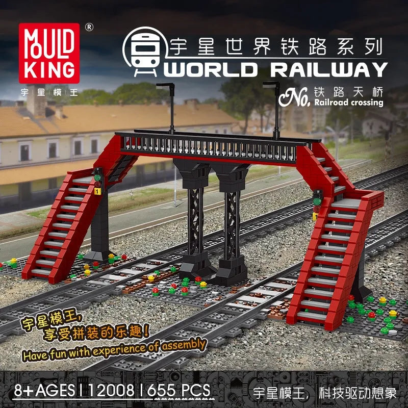 Building Blocks MOC City Railroad Crossing Train Railway Bricks Toy 12008 - 2