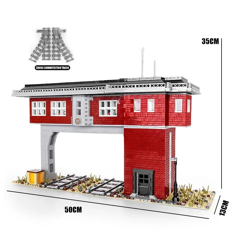 MOC City Train Signal Station Railway Bricks Toy 12009