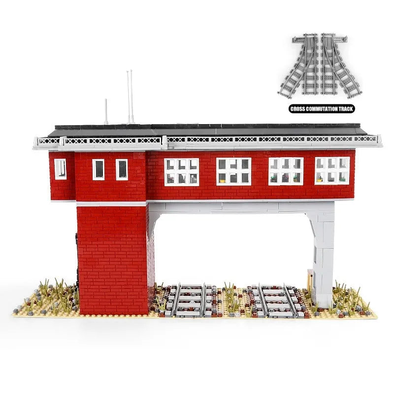 MOC City Train Signal Station Railway Bricks Toy 12009