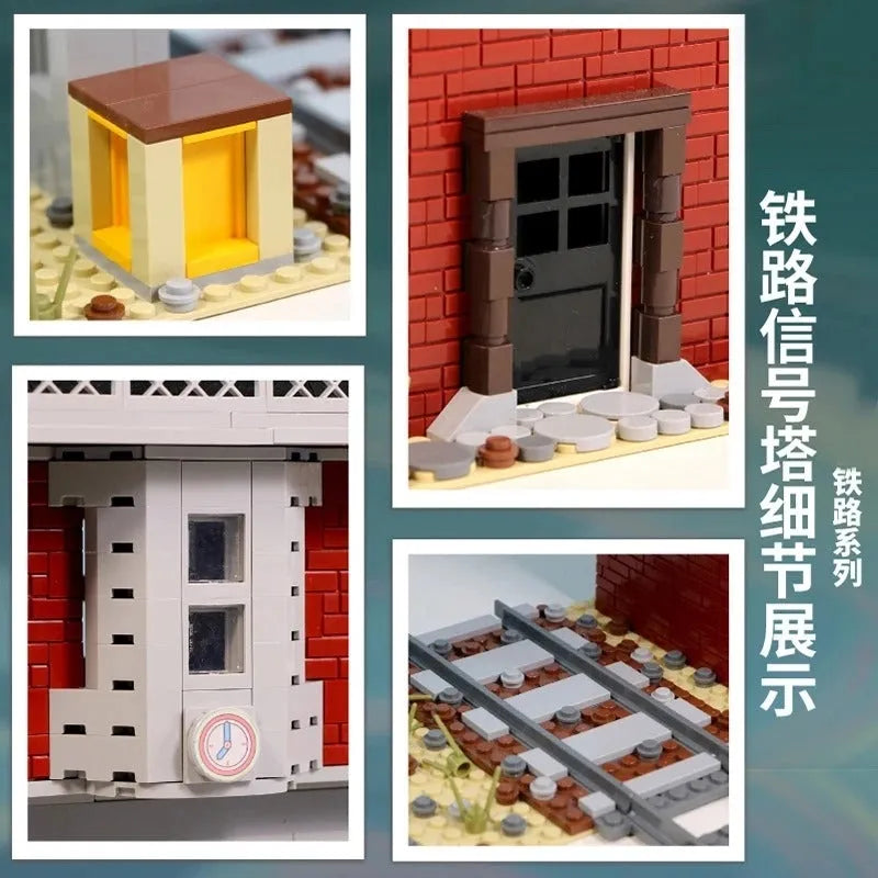 Building Blocks MOC City Train Signal Station Railway Bricks Toy 12009 - 11