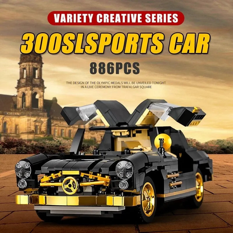 Building Blocks MOC Classic Mercedes Benz 300SL Gullwing Sports Car Bricks Toy - 9