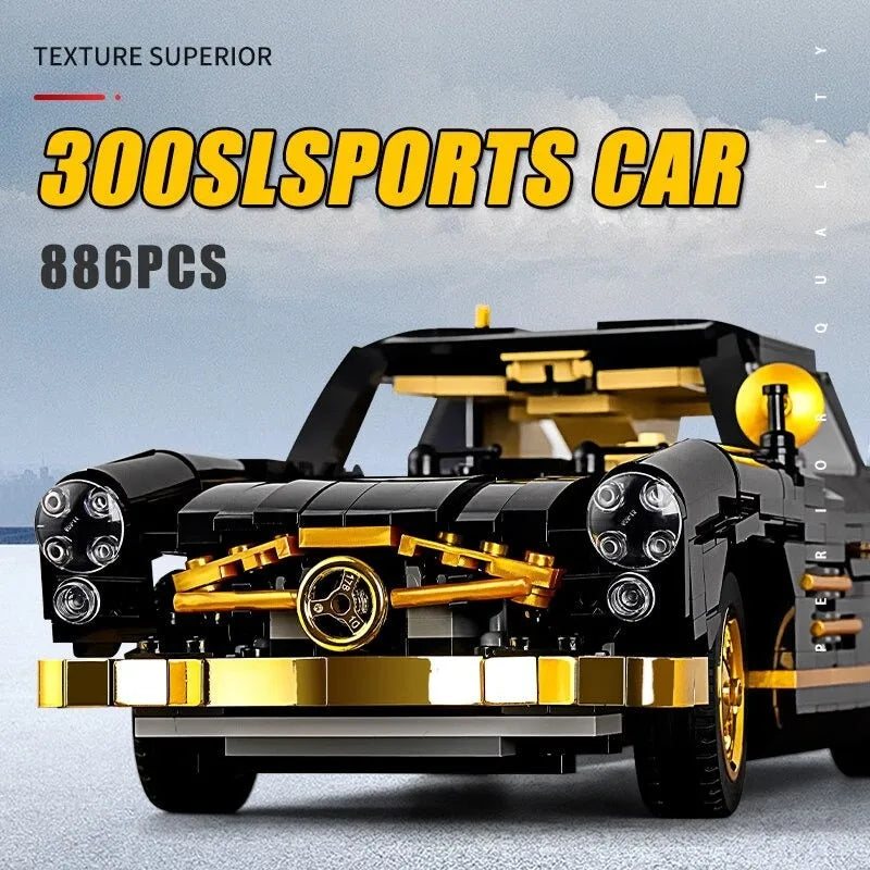 Building Blocks MOC Classic Mercedes Benz 300SL Gullwing Sports Car Bricks Toy - 12
