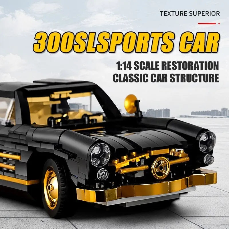 Building Blocks MOC Classic Mercedes Benz 300SL Gullwing Sports Car Bricks Toy - 8