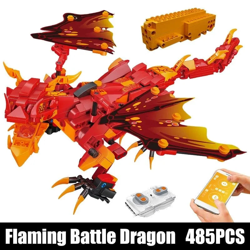 Building Blocks MOC Creative Flaming Battle Dragon Robot APP RC Bricks Toy 13148 Construction Set Toys - 1