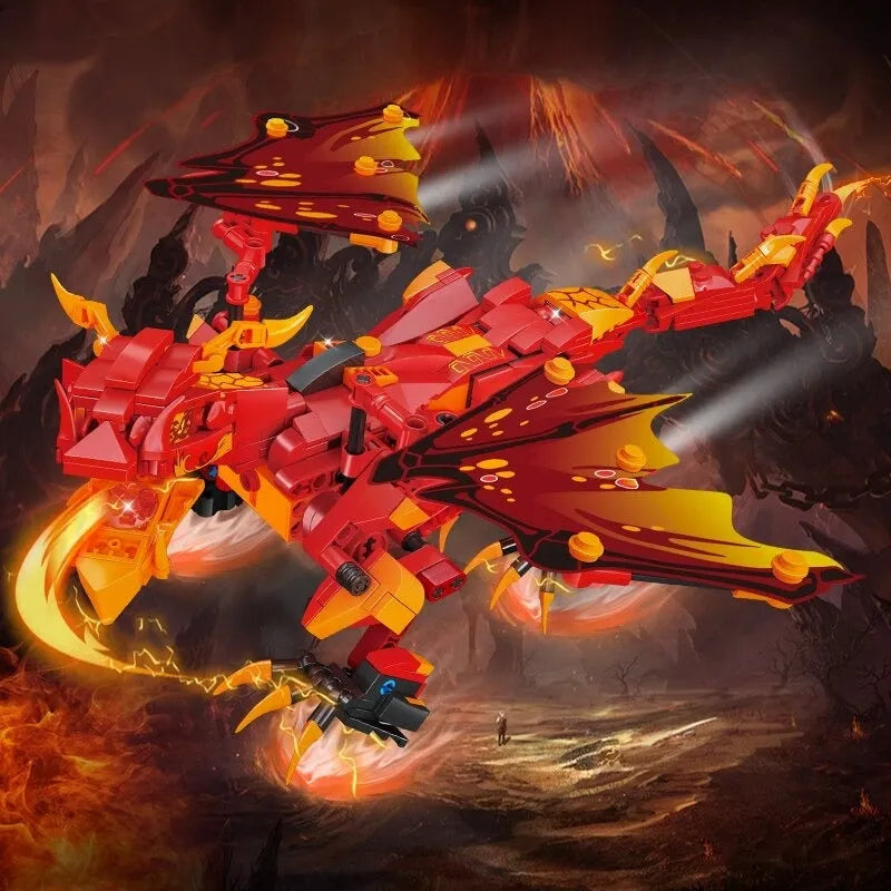 Building Blocks MOC Creative Flaming Battle Dragon Robot APP RC Bricks Toy 13148 Construction Set Toys - 3