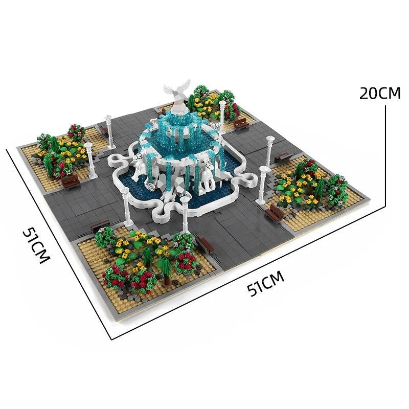 Building Blocks MOC Creator Expert Angel Square Park Bricks Toy 16003 - 11