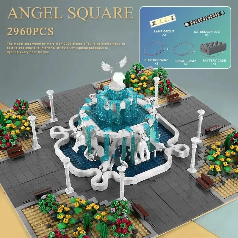 Building Blocks MOC Creator Expert Angel Square Park Bricks Toy 16003 - 13