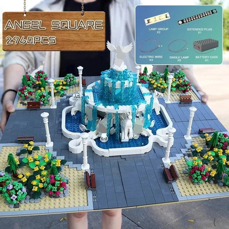 Building Blocks MOC Creator Expert Angel Square Park Bricks Toy 16003 - 12