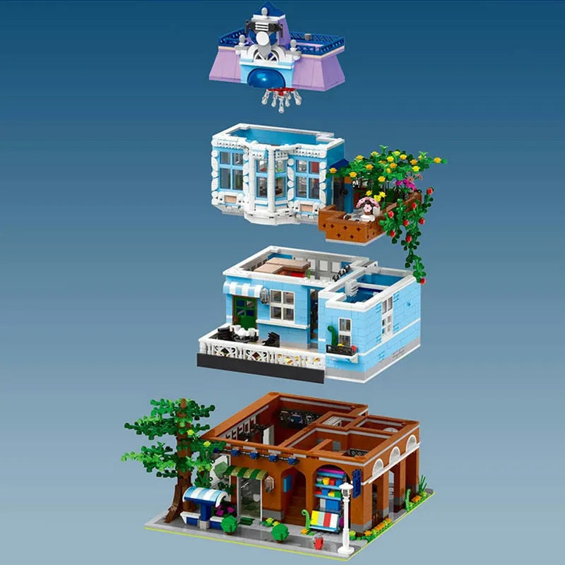 Building Blocks MOC Creator Expert Coffee Shop House Bricks Toys 16004 - 9