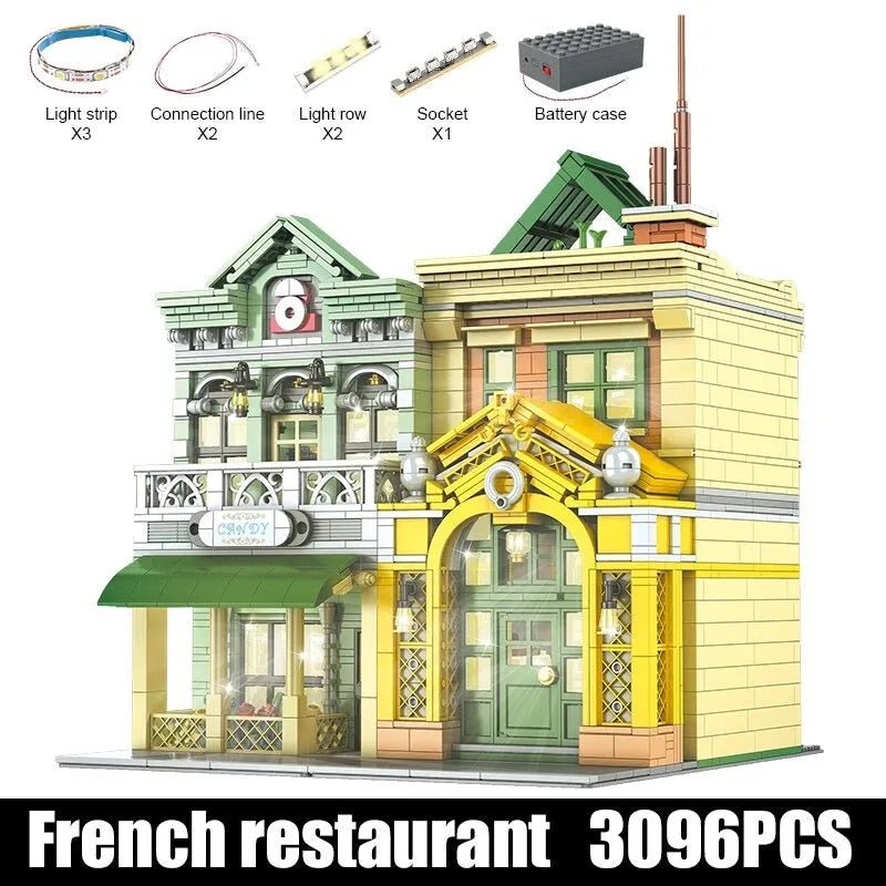 Building Blocks MOC Creator Expert French Restaurant LED Bricks Toys 16023 - 3
