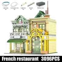 Thumbnail for Building Blocks MOC Creator Expert French Restaurant LED Bricks Toys 16023 - 3
