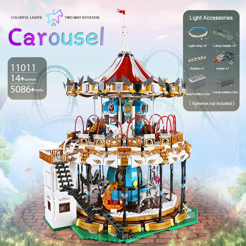 Building Blocks MOC Creator Expert Motorized RC APP Carousel Bricks Toy 11011 - 4
