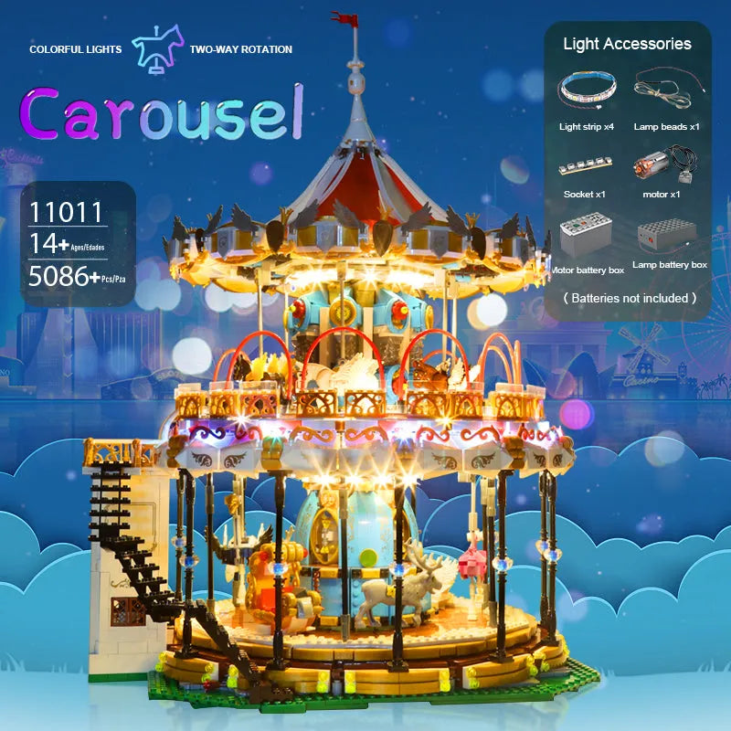 Building Blocks MOC Creator Expert Motorized RC APP Carousel Bricks Toy 11011 - 2