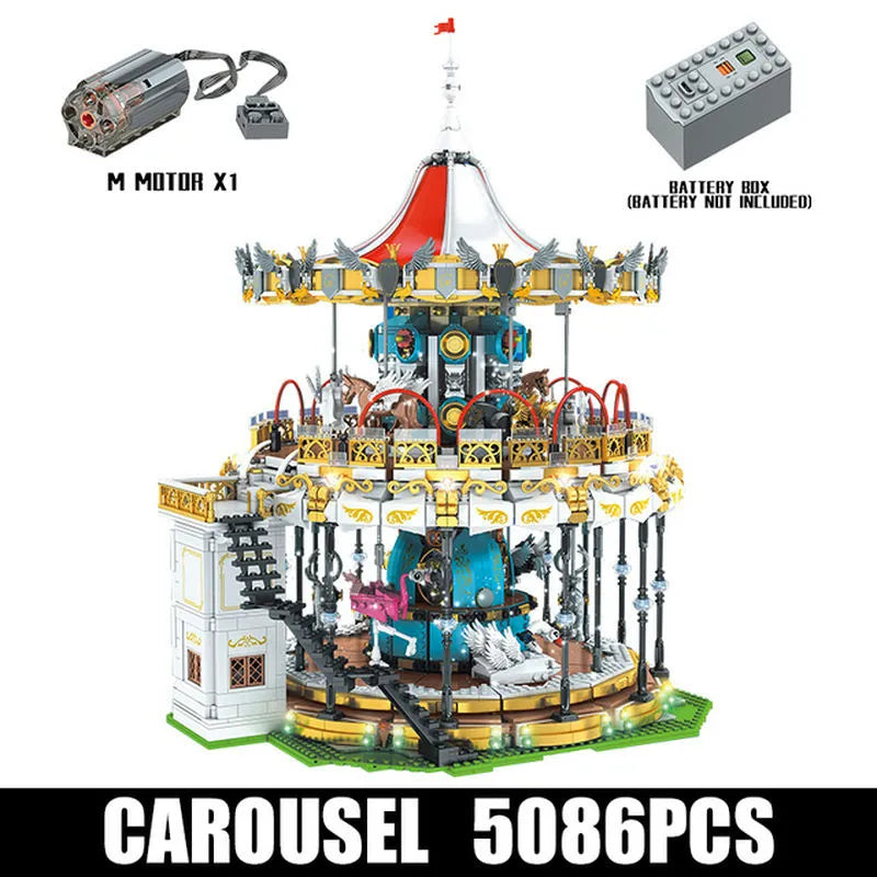 Building Blocks MOC Creator Expert Motorized RC APP Carousel Bricks Toy 11011 - 1