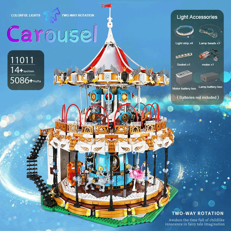 Building Blocks MOC Creator Expert Motorized RC APP Carousel Bricks Toy 11011 - 8