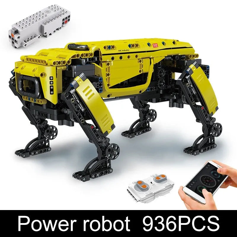 Building Blocks MOC Expert APP RC Yellow Dog Robots STEM Bricks Kids Toys - 1