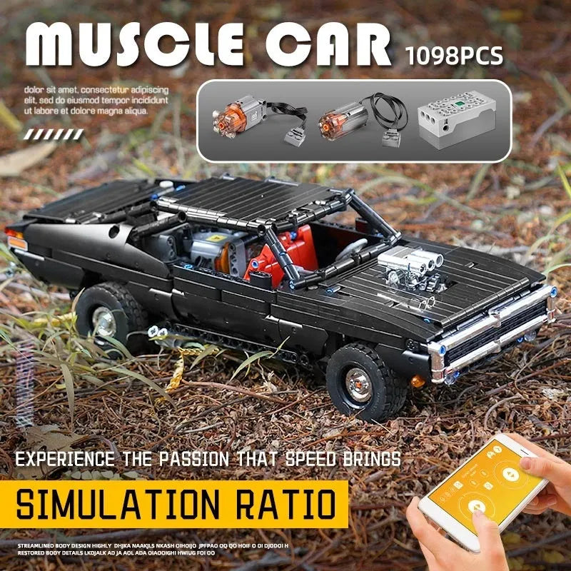 Building Blocks MOC Expert RC Ultimate Muscle Car Vehicle Bricks Toy 13081 Construction Set Toys - 11