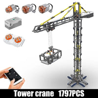 Thumbnail for Building Blocks MOC Expert Tech Motorized RC APP Tower Crane Bricks Toy 17004 - 2