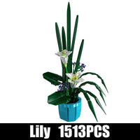 Thumbnail for Building Blocks MOC Flowers Bouquet Bonsai Lily Potted Plant Bricks Toys - 1