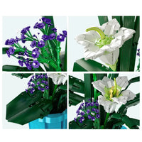 Thumbnail for Building Blocks MOC Flowers Bouquet Bonsai Lily Potted Plant Bricks Toys - 5