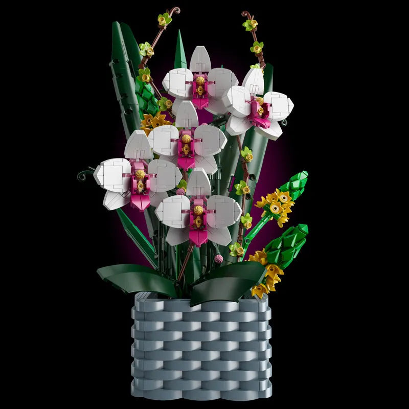Building Blocks MOC Flowers Bouquet Potted Butterfly Orchid Plant Bricks Toy - 4