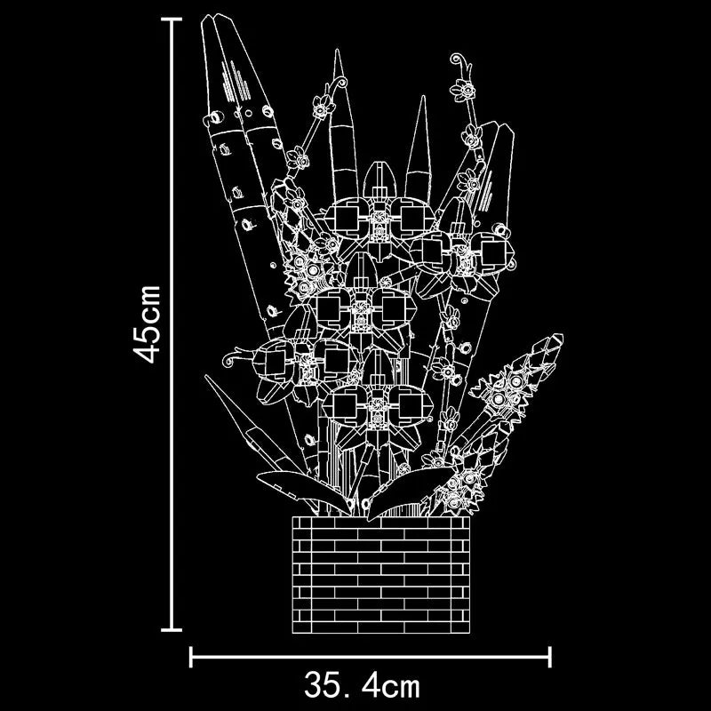 Building Blocks MOC Flowers Bouquet Potted Butterfly Orchid Plant Bricks Toy - 6