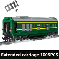 Thumbnail for Building Blocks MOC Green Diesel Train Extended Carriage Bricks Toy - 1