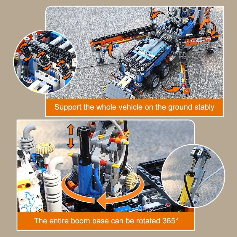 Building Blocks MOC Heavy-Duty Pneumatic Concrete Pump Truck Bricks Toy Construction Set Toys - 10