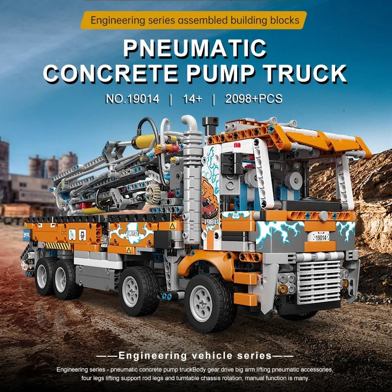 Building Blocks MOC Heavy-Duty Pneumatic Concrete Pump Truck Bricks Toy Construction Set Toys - 6