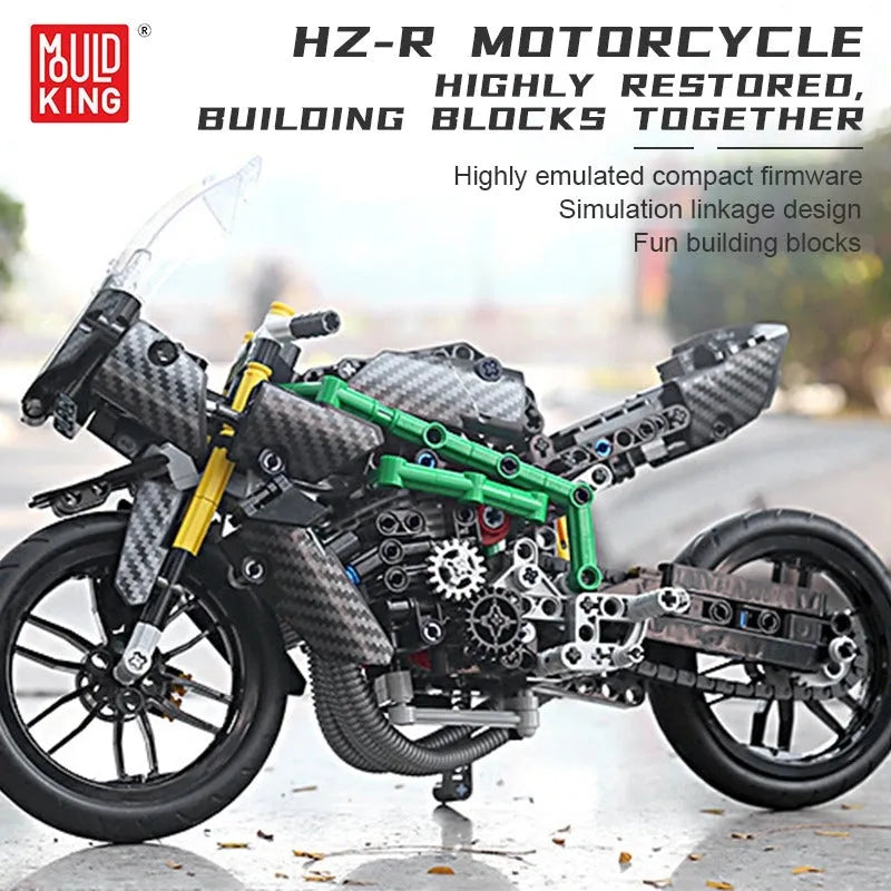 Building Blocks MOC KAWASAKI H2R Racing Motorcycle Bricks Toy 23002 Construction Set Toys - 4