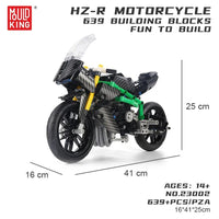 Thumbnail for Building Blocks MOC KAWASAKI H2R Racing Motorcycle Bricks Toy 23002 - 2