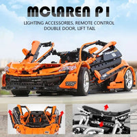 Thumbnail for Building Blocks MOC McLaren P1 Hypercar Racing Car Bricks Toy 13090 - 2