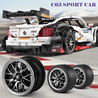 Thumbnail for Building Blocks MOC Mercedes Benz AMG C63 DTM Racing Car Bricks Toy 13075 Construction Set Toys - 10