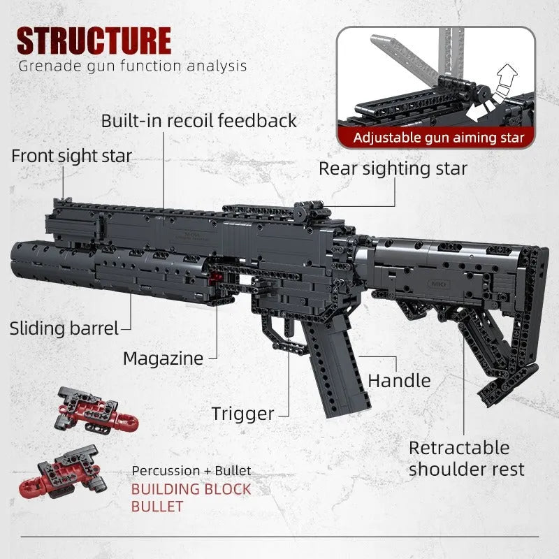 Building Blocks MOC Military Motorized Grenade Launcher Gun Bricks Toy 14014 - 8