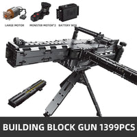 Thumbnail for Building Blocks MOC Military Motorized Maxim Burst Gun Bricks Toys 14009 - 1