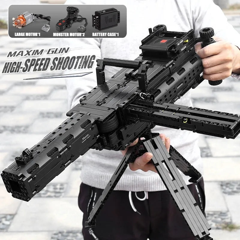 Building Blocks MOC Military Motorized Maxim Burst Gun Bricks Toys 14009 - 9