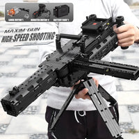 Thumbnail for Building Blocks MOC Military Motorized Maxim Burst Gun Bricks Toys 14009 - 9